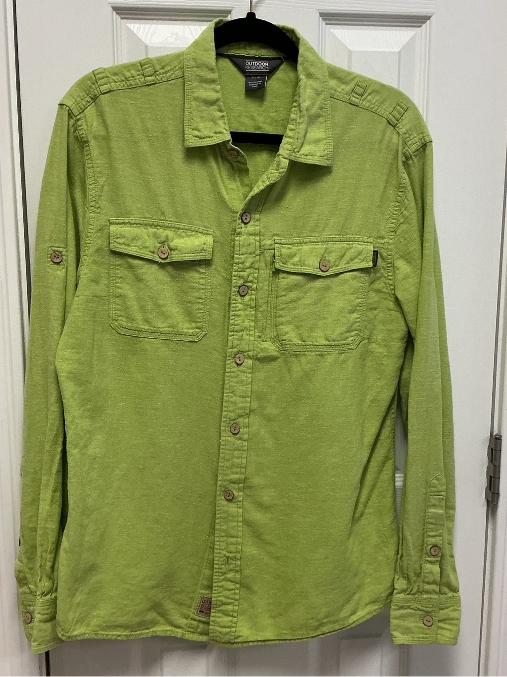 Outdoor Research Men’s M Green Long Sleeve Button-Up Shirt Hemp/Organic Cotton